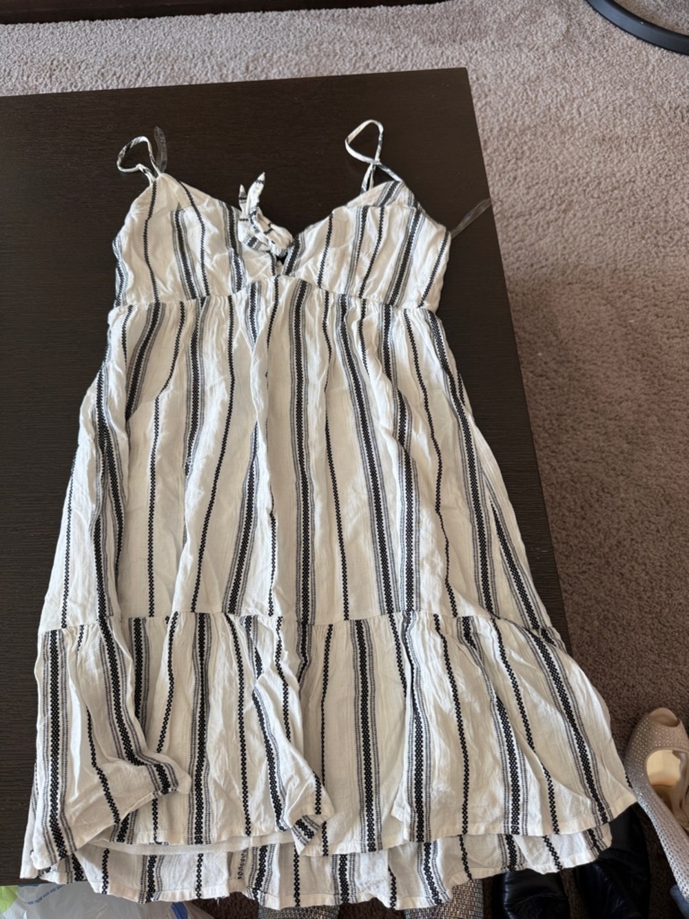 Altar'd State White Dress with Black Stripes